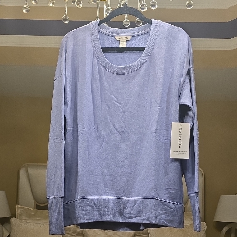 Athleta Coaster Luxe Lavender Long Sleeve Sewatshirt Oversized L - Picture 3 of 16